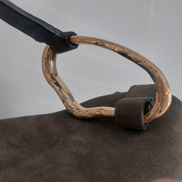 BIAGINI Dark Green Suede Shoulder Bag Italian Luxury Designer Gold Hardware NEW - Picture 10 of 16